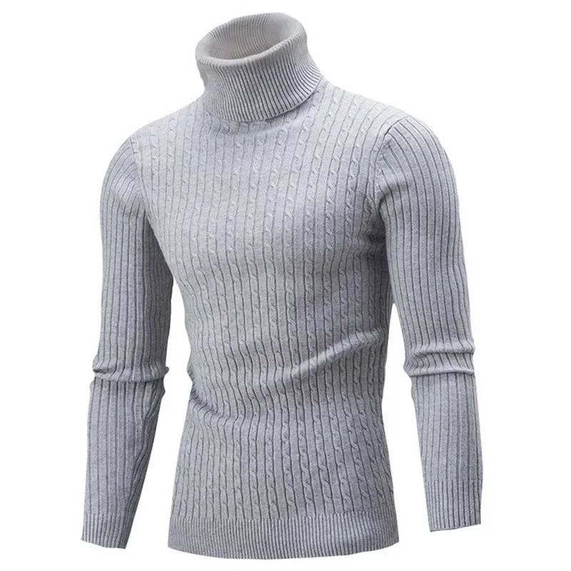 2025 Men's Warm Sweater Long Sleeve Turtleneck Sweater Retro Knitted Pullover Sweaters