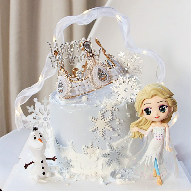Disney Frozen Elsa Anna Princesa Bonecos de Ação Fofos de Desenho Animado Coleção de Brinquedos Infantis Decoração de Bolo Enfeites de Quarto Presente