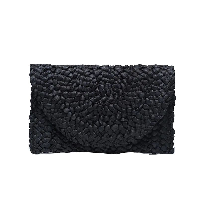 Corn Husk Weave Dinner Clutch Bag Women's Fashion Simple Solid Straw Large Purse Woman Summer Casual Vacation Ladies Wallet 2024