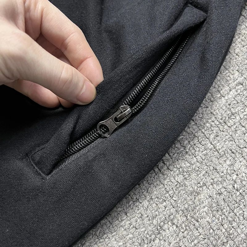 American High Street Black Sweatpants ADWYSD Pants Sunroll Fleece Zipper Pocket Men Women Cleanfit Trousers