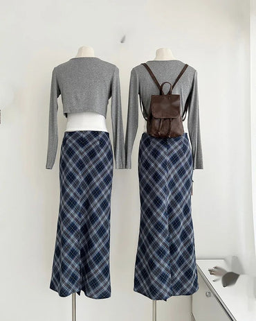 Plus Size Plus Size Plaid A- Line Mini Skirt Knee-Length Fashionable Autumn Winter Women's Clothing Chinese Style Casual Eleg...