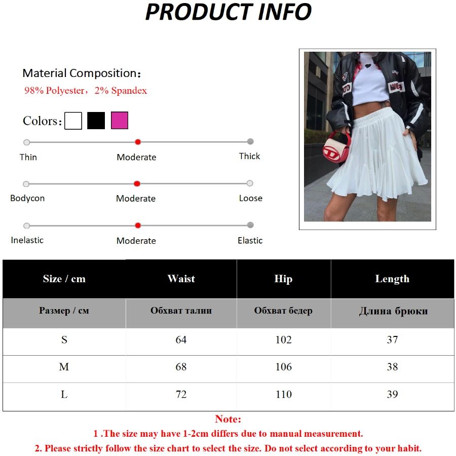 Wolfeel Summer White Mini Skirt High Waist Sexy Cute Ruffle Vintage Tennis Skirt