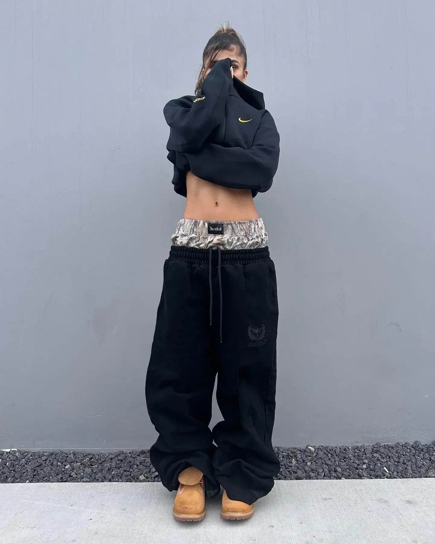 Y2K Harajuku High Waisted pants Streetwear fashion high quality Double Waisted Embroidered Sweatpants new Hip Hop Wide Leg Pants