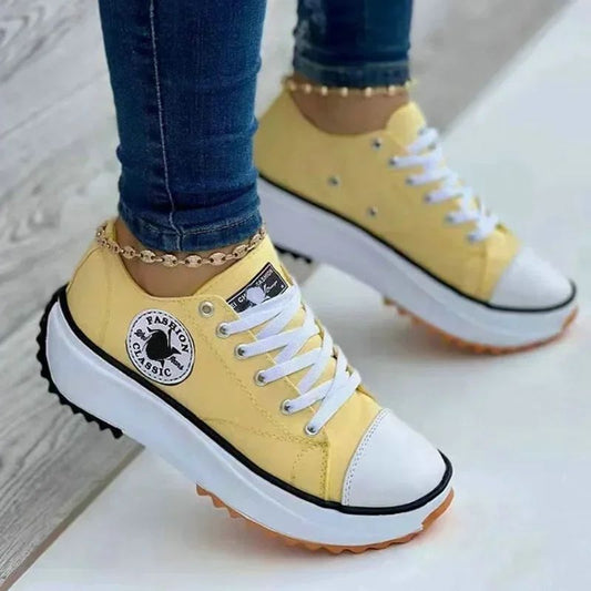 2025 New Women Pattern Canvas Sneakers Women Casual Shoes Women Sneakers Shoes Flat Lace-Up Zapatillas Mujer Chaussure Femme