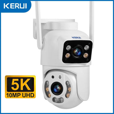 KERUI Dual Lens HD 10MP 5K PTZ Wifi IP Camera Wireless Outdoor CCTV Audio Video Surveillance Camera Night Vision Free AI Detect