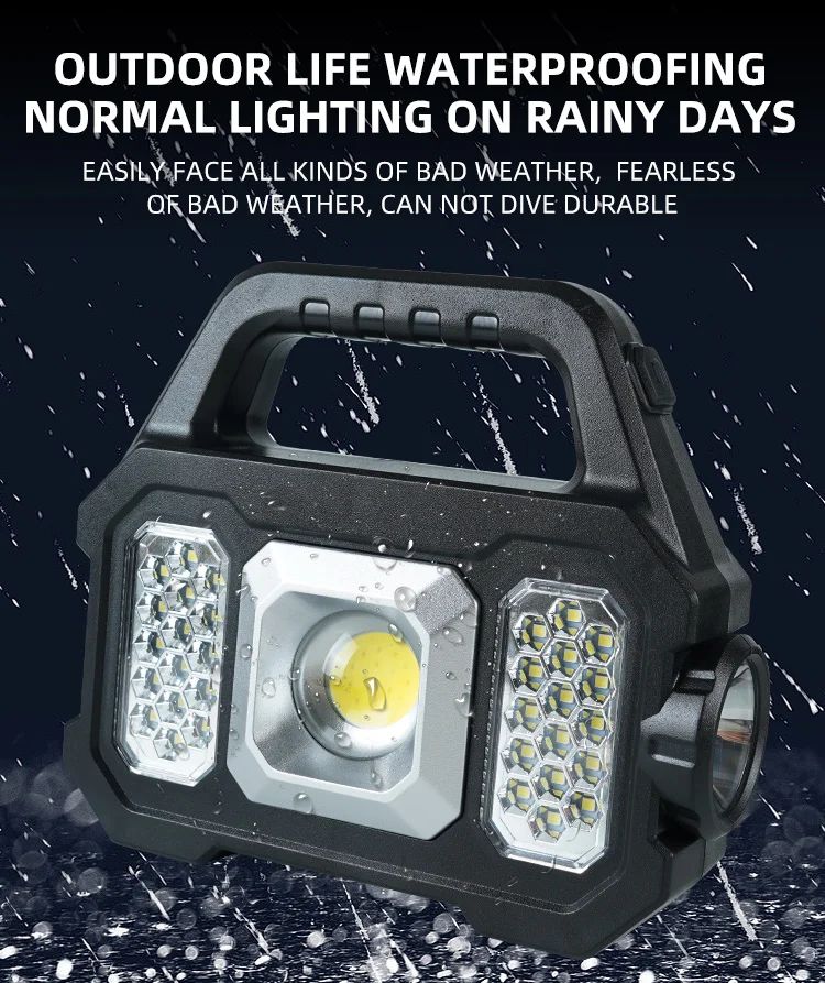 High Power Led Flashlights Rechargeable Camping Work Light Multi Functional Portable Light Solar Charging 6 Lighting Modes ?