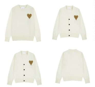 2025 A Letter Autumn/Winter Heart Embroidered Pullover Men's Sweatshirt Loose Casual Pullover Women's And Men's Fashion Clothing