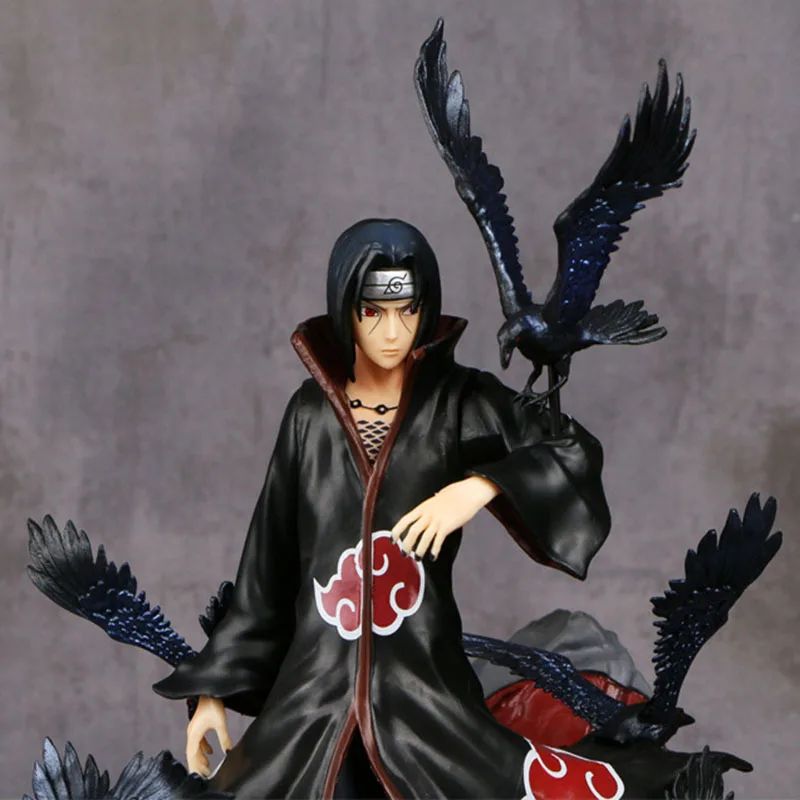 Naruto Anime Figure Uchiha Itachi Boneco de Ação de Pvc Naruto Shippuden Uchiha Itachi e Corvo Coleção Modelo de Brinquedo 25cm