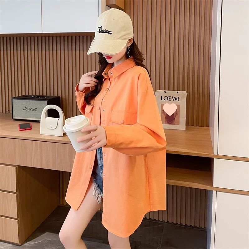 Casual Stylish Denim Long Sleeve Shirt For Women New Spring Autumn Loose Fit Age-Reducing Hong Kong Style Jacket With Button