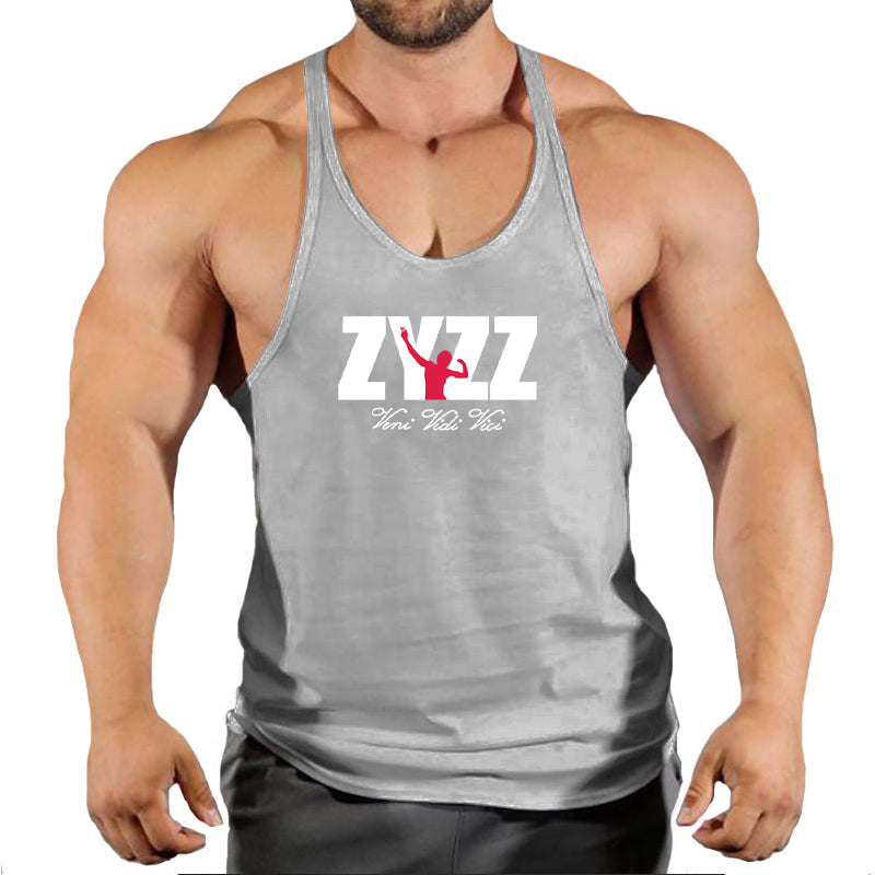 Gym Sleeveless Shirt Men Bodybuilding Tank Tops Fitness Workout Cotton Print Singlet Stringer Undershirt Male Casual Summer Vest