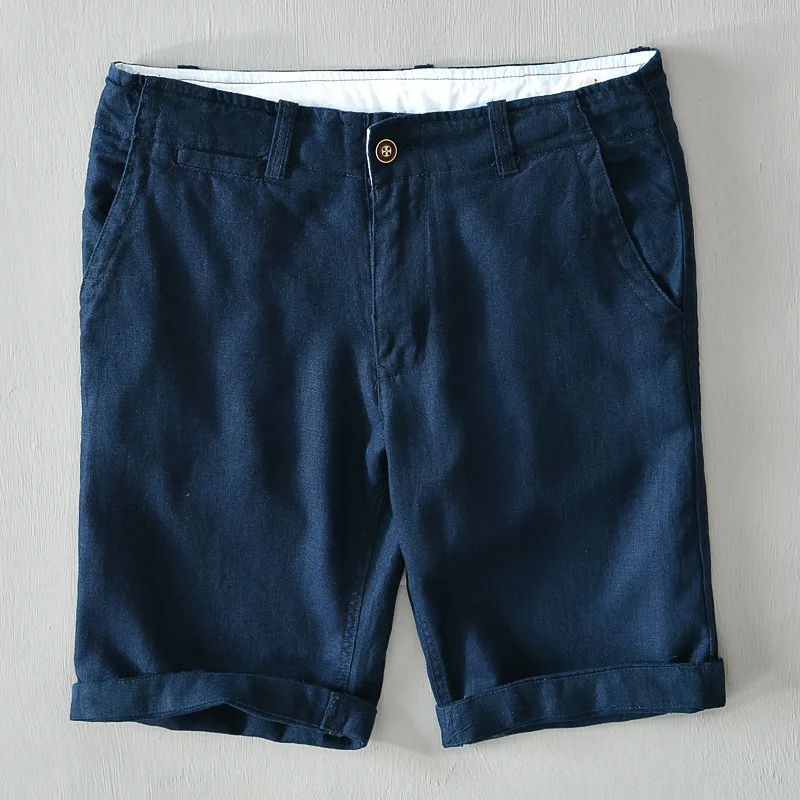 100% Pure Linen Shorts Fpr Men Summer New Fashion Loose Beach Holiday Shorts Man Casual Shorts Plus Size Y2894