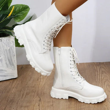 Autumn winter plus size new shoes Women Fashion Laceup Boots Chelsea Zipper Ladies Sports Casual Heel platform