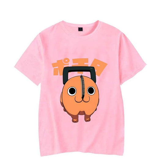 Fun Pochita Printed T-shirt Women's Loose Short Sleeve Round Neck Top Women's Casual Shirt T-shirt Anime T-shirt
