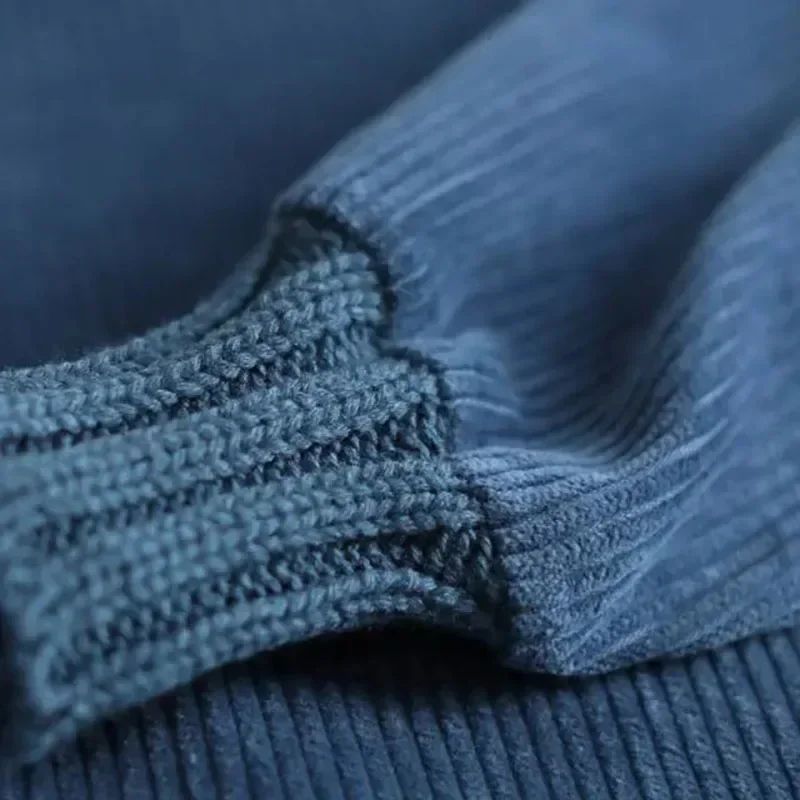 Women Autumn Winter Dress New Retro Corduroy Vestidos Add Velvet High Neck Dress Mid-Length Loose Pullover Sweater Female 2022