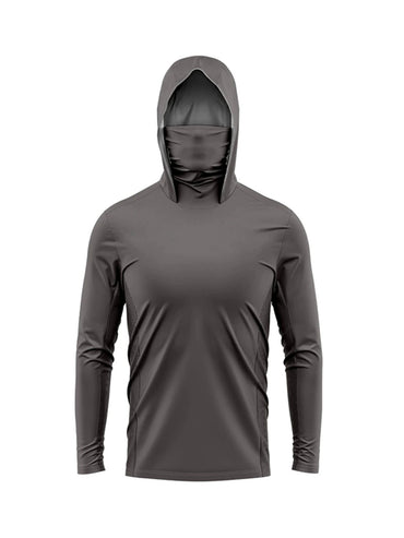 Camisas de Pesca com Capuz e Proteção Facial Masculinas Roupa de Pesca de Manga Longa Respirável
