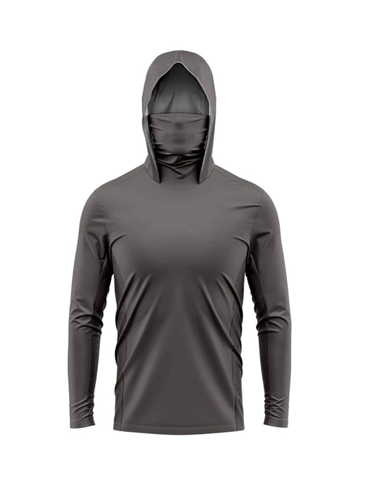 Camisas de Pesca com Capuz e Proteção Facial Masculinas Roupa de Pesca de Manga Longa Respirável