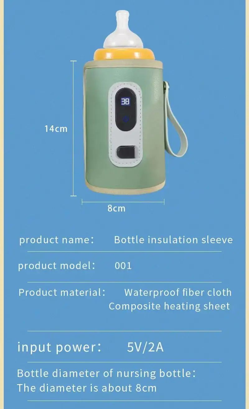 Portable Baby Bottle Insulation Sleeve, Baby Milk Insulation Device with LCD Screen, USB Insulation Bottle for Car Travel, Porta