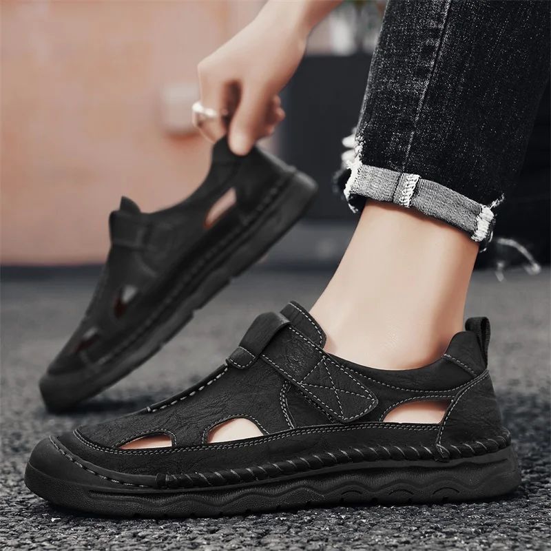 Outdoor Non-slip Men Sandalias New Brand Man Sandals Designer Fashion Leather Casual Footwear Summer Comfortable Beach Flats