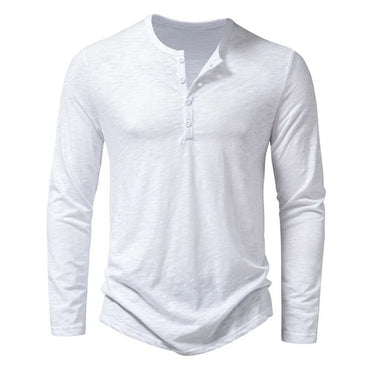 Autumn New Men's Cotton Button Long Sleeve Henley Neck T-Shirt Casual Solid Color Breathable Versatile Fashion Slim T-Shirts