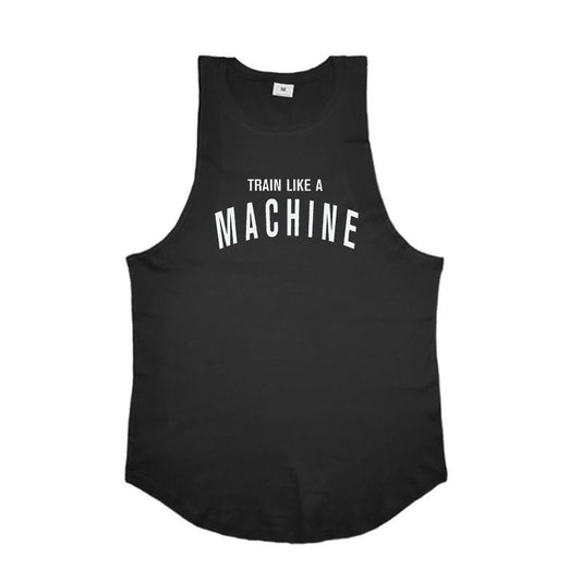 TRAIN LIKE A MACHINE Cotton Bodybuilding Tank Top Mens Workout Singlets Fitness Stringer Clothing Sleeveless Men's casual vest