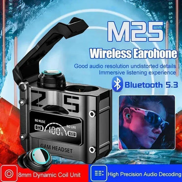 New Original M25 Bluetooth 5.3 TWS Wireless Headphones with LED Display Stereo Headset Touch Control Earbuds Noise Reduction
