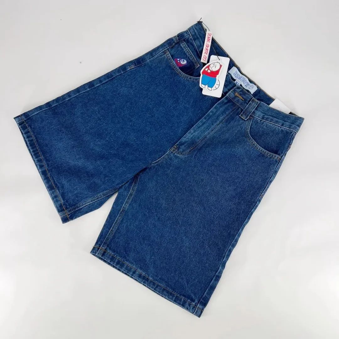Retro Hip hop Embroidery Graphic Pants Cartoon Streetwear Denim Shorts Y2k Baggy Jorts Harajuku Gym Basketball Shorts Men