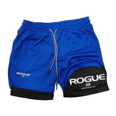 Rogue Gyms Fitness Shorts Men Summer Sportswear 2 in 1 Double-deck Compression Shorts Male Sports Tracksuits Track Joggers Short