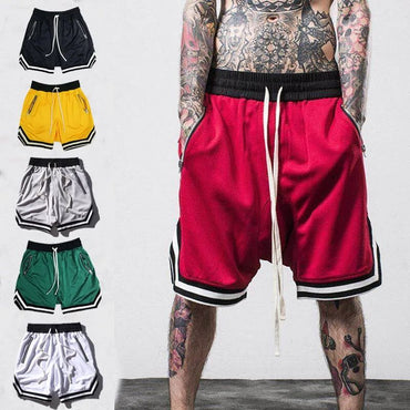 Men's Basketball Shorts Quick Dry Mesh Gym Shorts Fitness Male Sport Short Pants with Zipper Pockets Summer Multi-color S~5XL