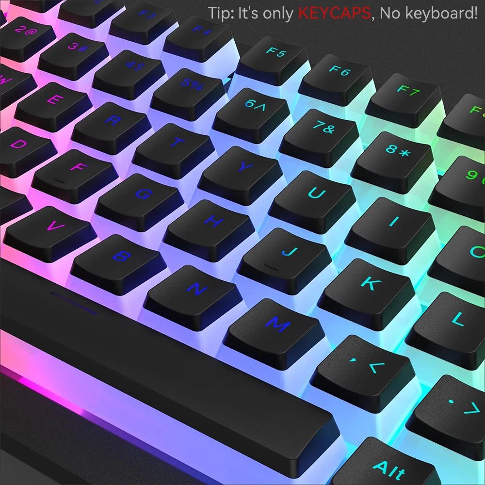 Novas teclas Pudding PBT 129 teclas Double Shot translúcidas para layouts de 60% 80% 100% perfil OEM para teclado mecânico gamer RGB