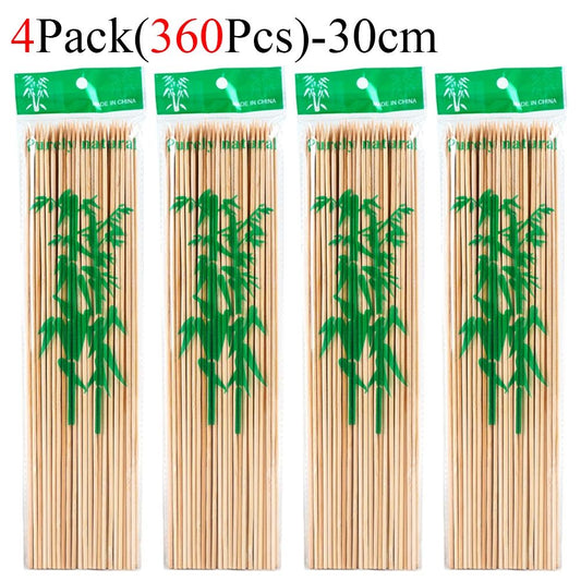 90/450pcs Bamboo Stick Food Grade Bamboo Skewer Sticks Disposable Natural Wood Long Stick Barbecue Fruit BBQ Tools 15/20/25/30cm