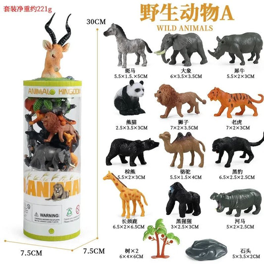 Animal Mini Model Wildlife Farm Poultry Dinosaur Ocean Set Grassland Animals Crocodile Penguin Insect Toys Micro model Bucket