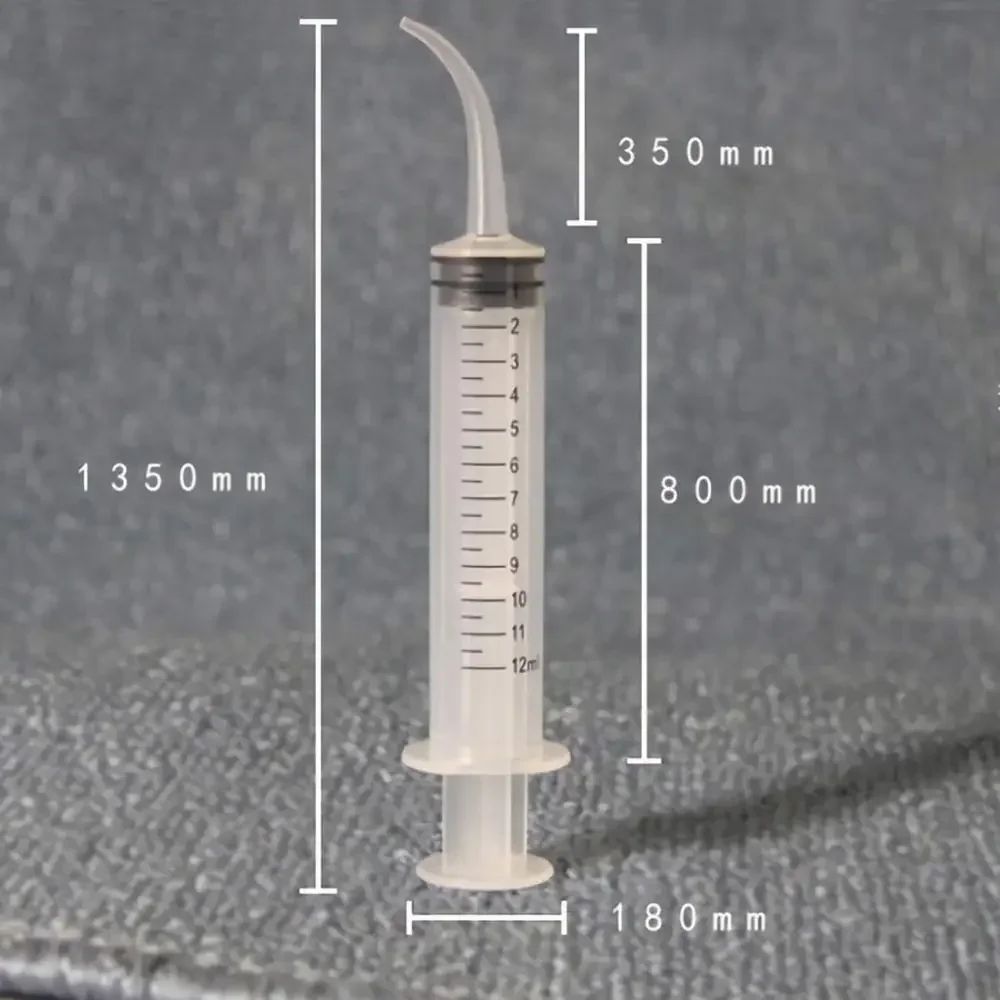 5 Seringas Odontológicas Descartáveis 12cc/ml com Ponta Curva para Irrigação Oral