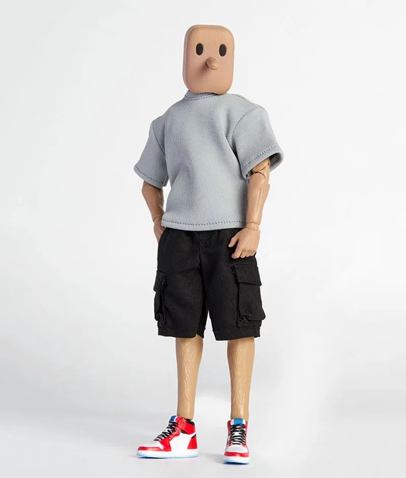 1/12 Scale Male Casual Zippered Hoodie Vest Pants Clothes Set Loose Short Sleeves T-Shirt Shorts Fit 6" Action Figures Body Doll
