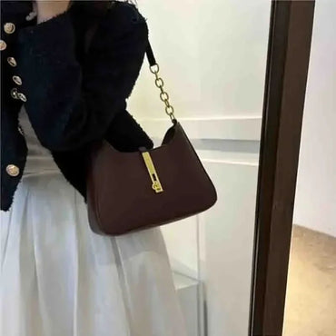 Luxury PU Leather Shoulder Bag for Women Casual Solid Color Design Handbags Brand Purse 2025 Fashion Shopper Clutch Women's Bags