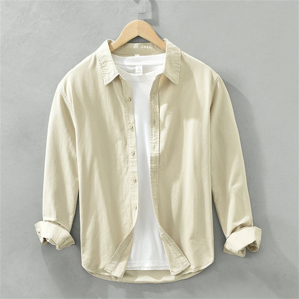 Mens long sleeve regular shirt Multi-color cotton plain shirt for Young men work tops Autumn men's clothing loose casual shirts