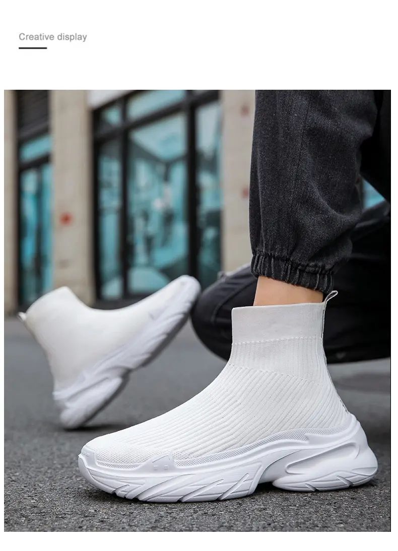 Sneakers for Men Fashion High Top Sock Shoes Autumn New Breathable Casual Shoes