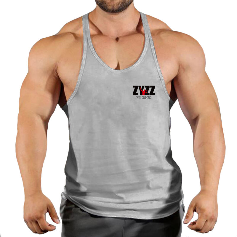 Gym Sleeveless Shirt Men Bodybuilding Tank Tops Fitness Workout Cotton Print Singlet Stringer Undershirt Male Casual Summer Vest