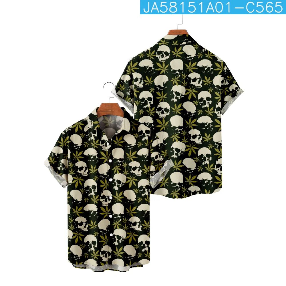 2024 Hawaiian Shrimp Print Men's Shirt for Shrimp Cartoon Short Sleeve Shirt Hawaiian Summer Beach Vacation Top Breathable