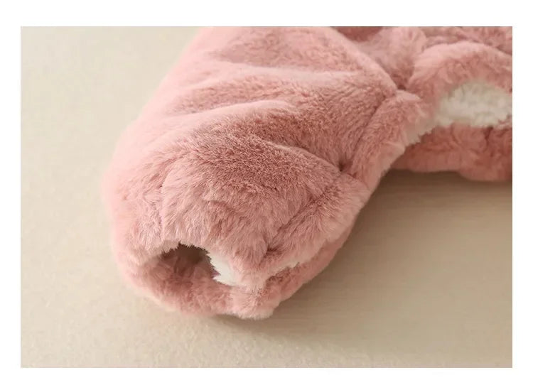 Baby Rompers Winter Warm Coral Fleece Newborn Baby Girl Clothes Cartoon Rabbit Coats Infant Jumpsuit Animal Overalls Pajamas