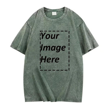 230g Heavy Men Women Washed Vintage Customized Print Oversized T-Shirts Street Hip Hop Punk Harajuku Casual Cotton Short EU Size