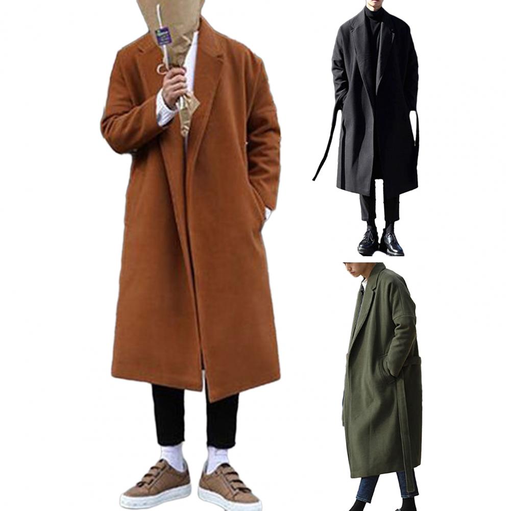 Stylish Men Coat Suit Collar Coat Stylish Men's Loose Casual Long Coat Trendy Autumn Winter Overcoat for Off-duty Office Look