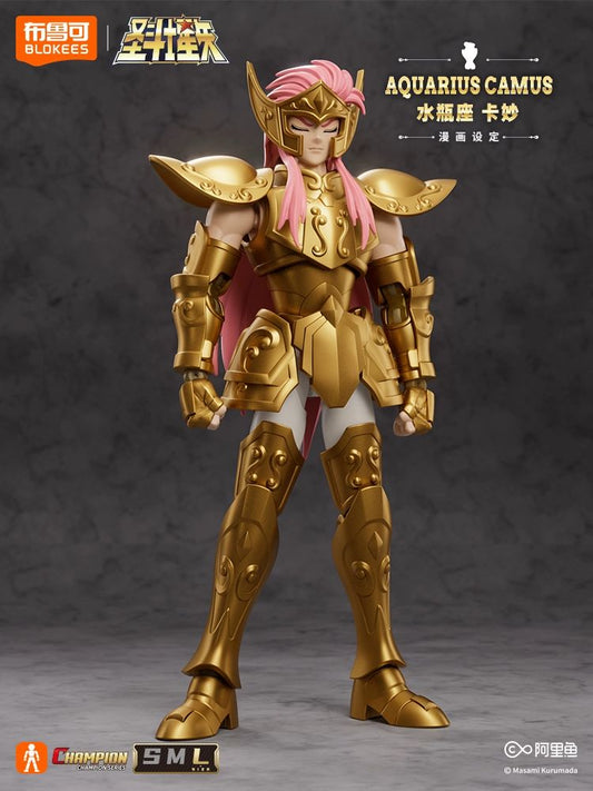 New Blokees Saint Seiya Champion Version Aquarius Camus Cygnus Hyoga Action Figures Toy Assembly Model Kit Collection Figurines