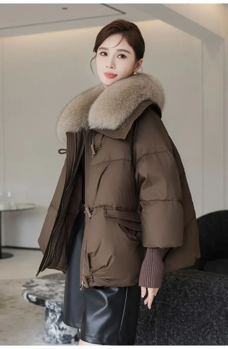 2025 Winter Down cotton Short Padded Jacket Women Parkas Fur Collar Thick Cotton Coats Clothes Black Casual Outerwear Female new