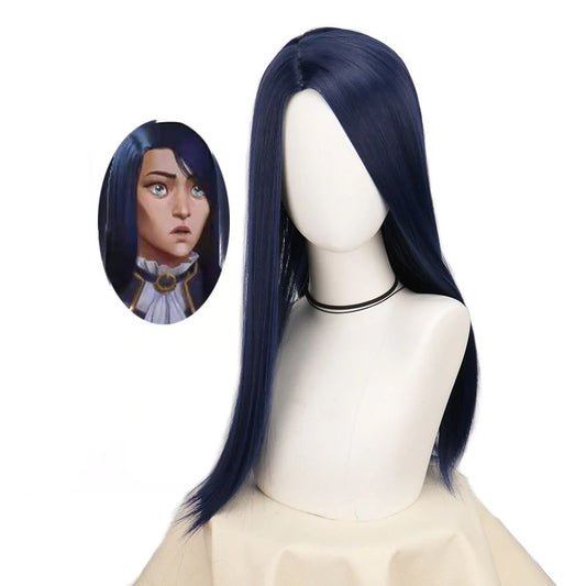 Game Arcane Caitlyn Cosplay Wig Anime Dark Blue Long Straight Heat Resistant Synthetic Hair The Sheriff of Piltover Wigs