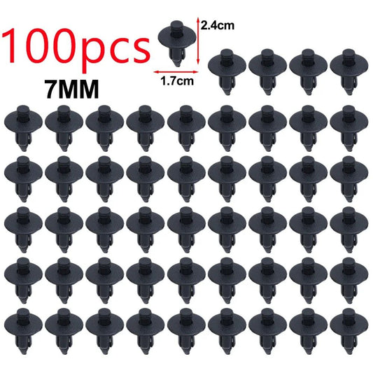 100/50pçs Rebites de Plástico para Carro Presilhas de Fixação para Painel de Carenagem 3 Tamanhos Mistos Pino de Pressão Fixador Automotivo 6mm 7mm 8mm Interior