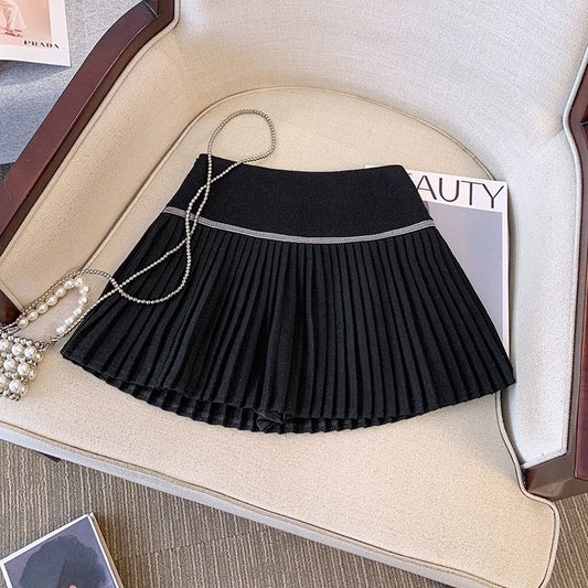 Plaid Pleated Mini Skirt Thick Wool Short Skirt High Waist Box-pleat Miniskirt for Women Teen-girl Preppy Style Outfit