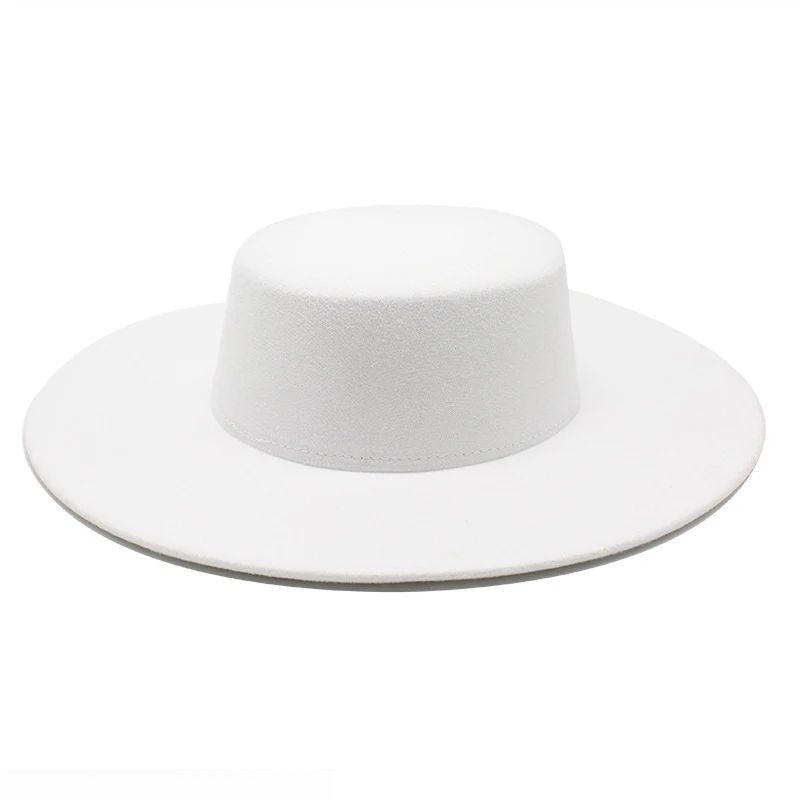 2025 Flatcap New French Elegant Flat-top Cap Dame Hat Retro Wide Brim Felt Hat Women