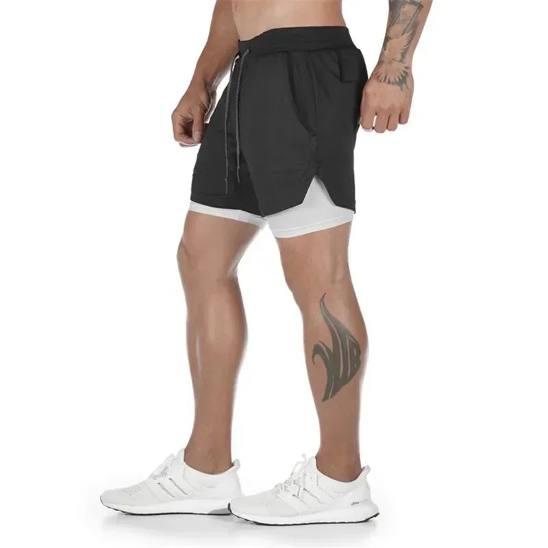 Anime Berserk 2 in 1 Gym Shorts for Men Active Athletic Compression Shorts 5 Inch Quick Dry Stretchy Training Fitness Workout