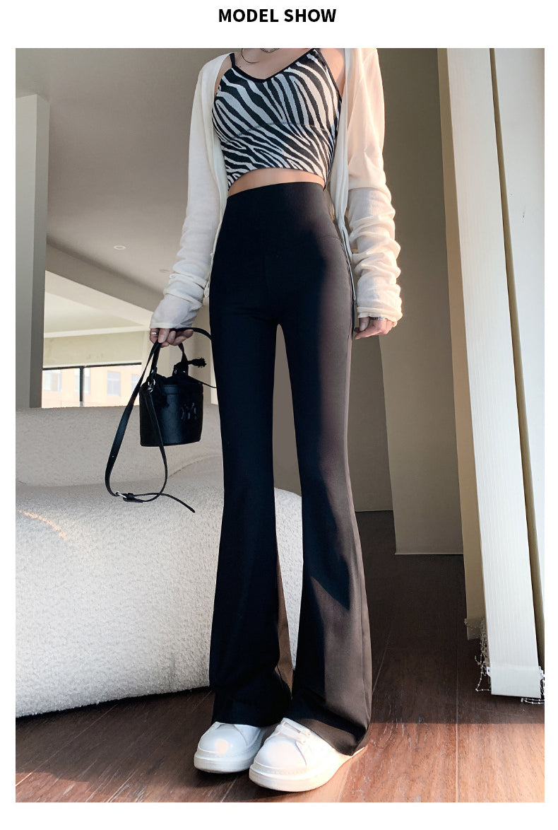 Women Flare Pants Slim High Waist Solid Sexy Shark Flare Pants Fashion Casual St