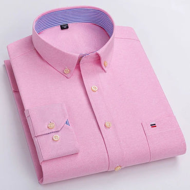 over size 7XL100%Cotton Oxford long-sleeve shirts for men slim fit formal plain shirt office white clothes elegant business tops